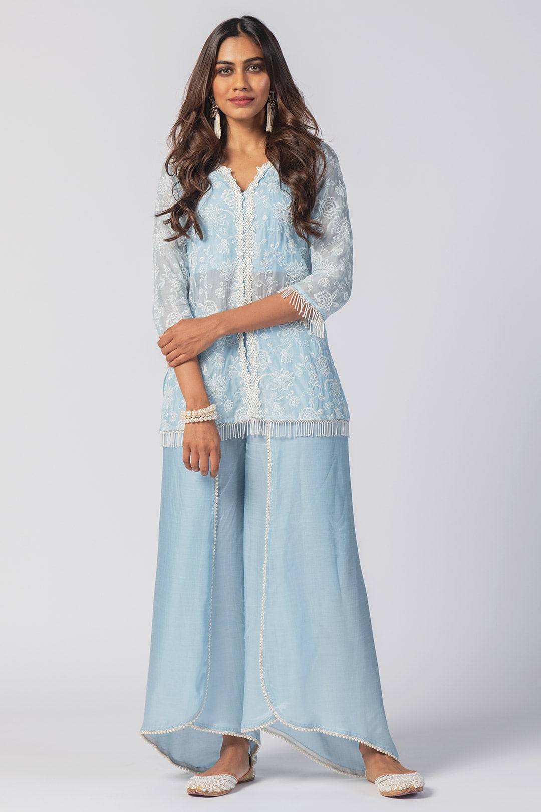 Mulmul Organza Claire Blue Kurta