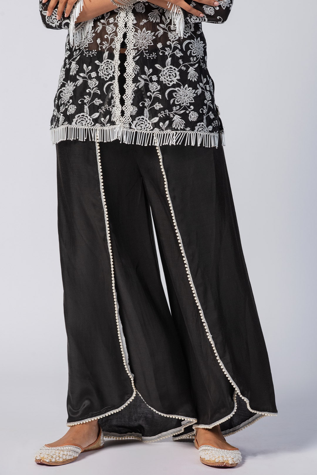 Mulmul Organza Claire Black Dhoti Pant
