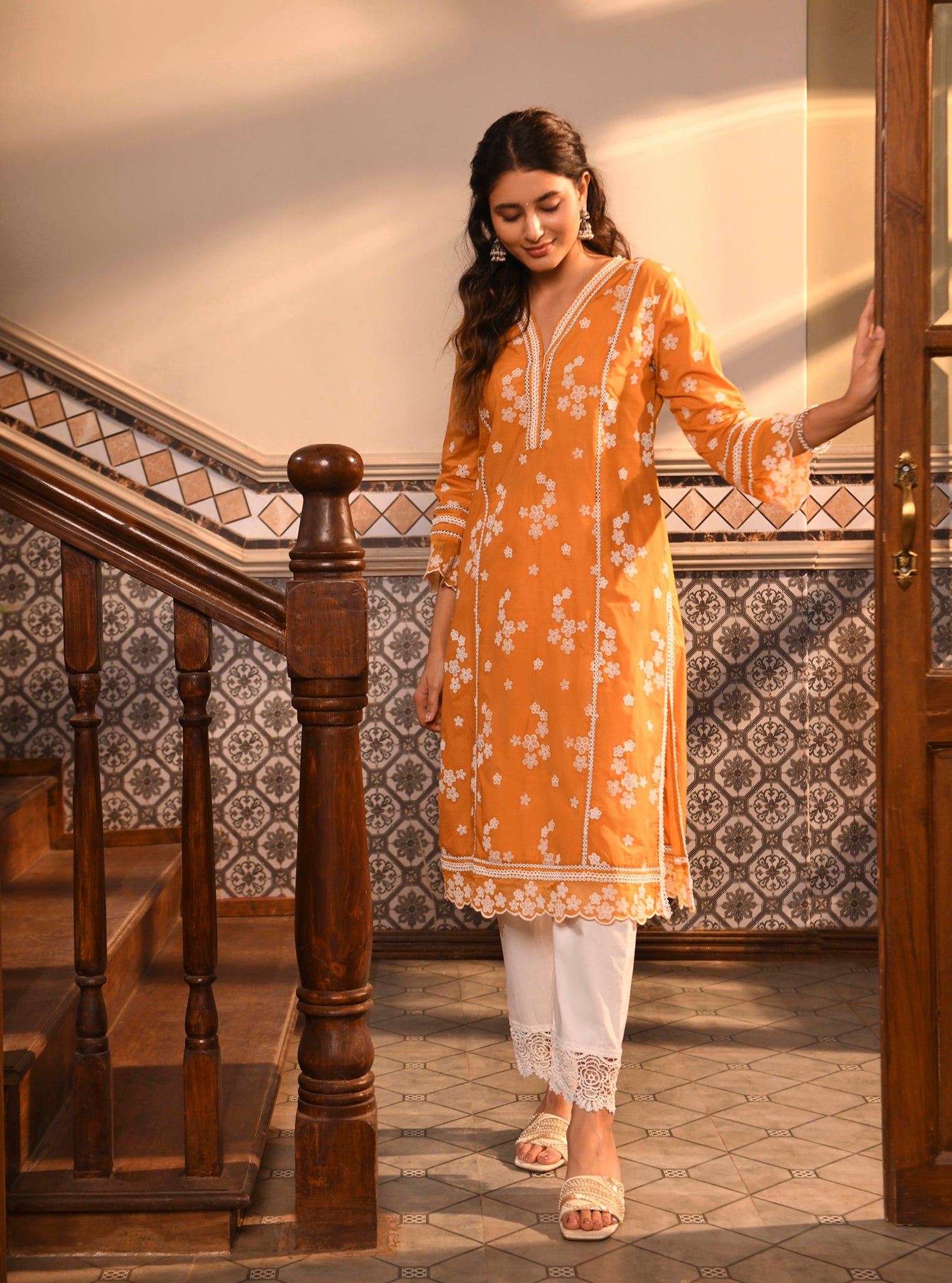 Mulmul Cotton Malisa Orange Kurta