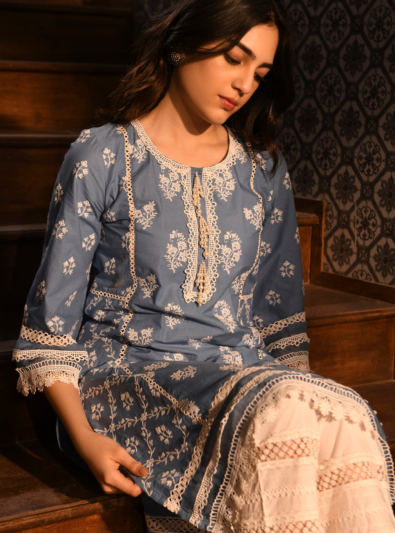 Mulmul Cotton Darya Denim Kurta