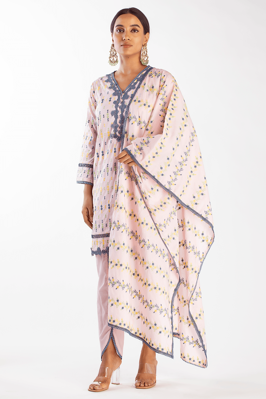 Mulmul Supima Cotton Botanica Pink Dupatta