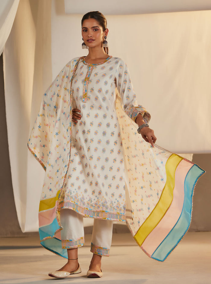 Mulmul Supima Cotton Denise Off White Kurta