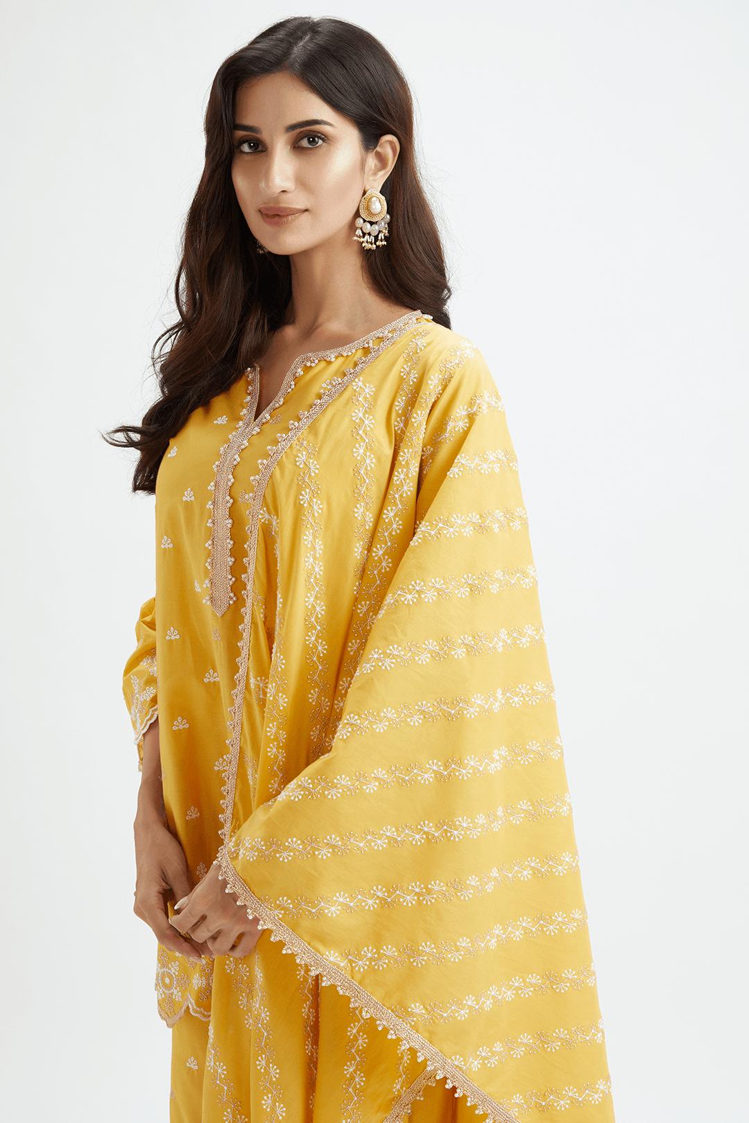 Mulmul Supima Cotton Sparrow Mustard Dupatta