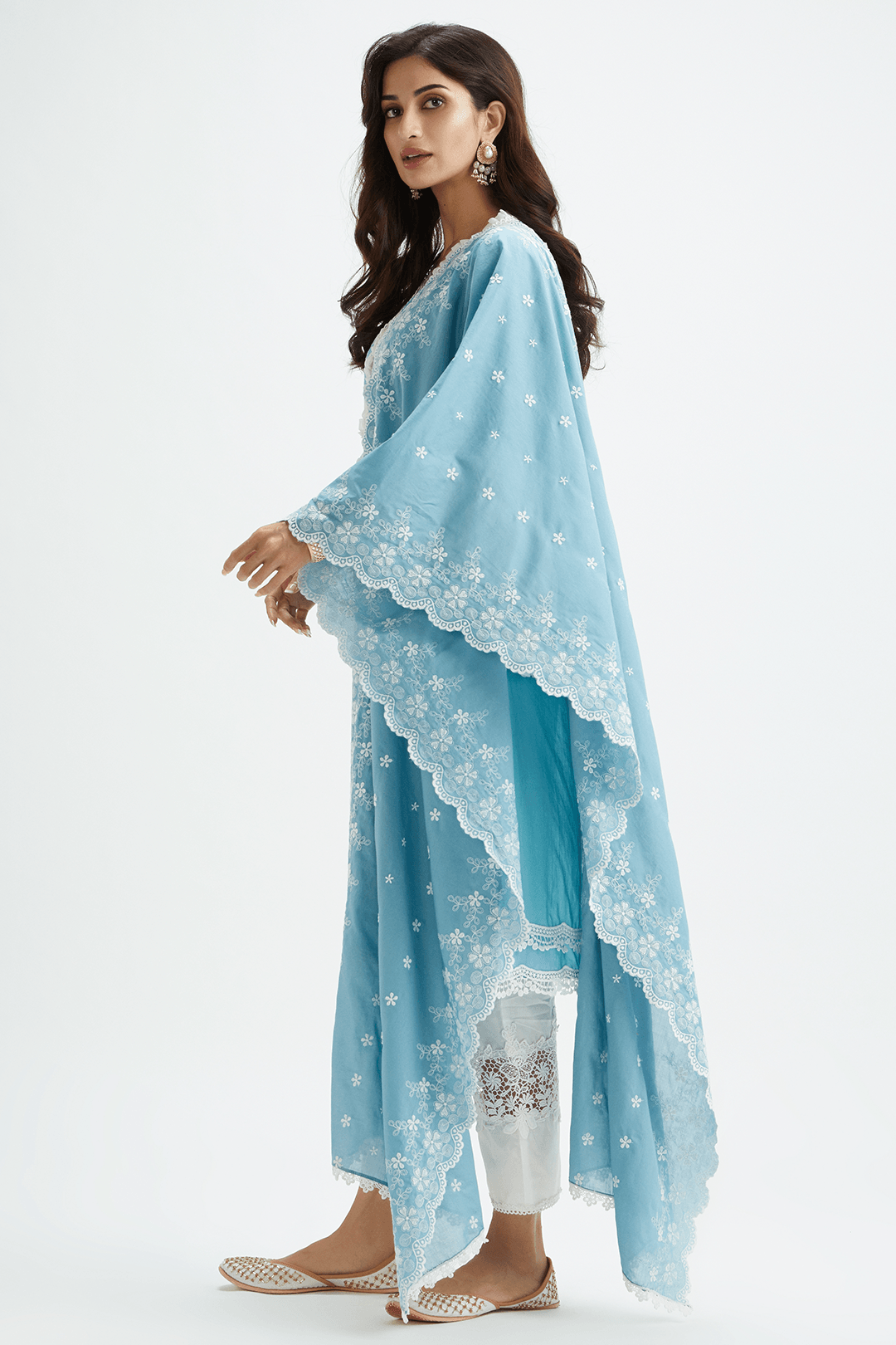 Mulmul Supima Cotton Starlin Teal Dupatta
