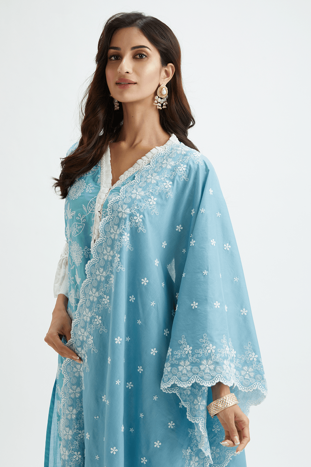 Mulmul Supima Cotton Starlin Teal Dupatta