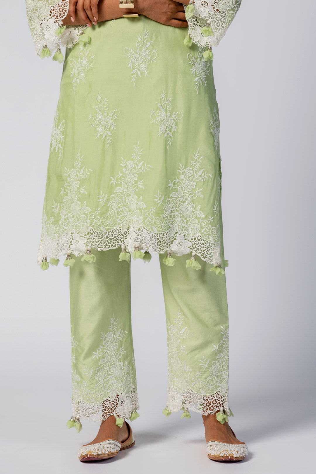 Mulmul Organza Eden Green Pant