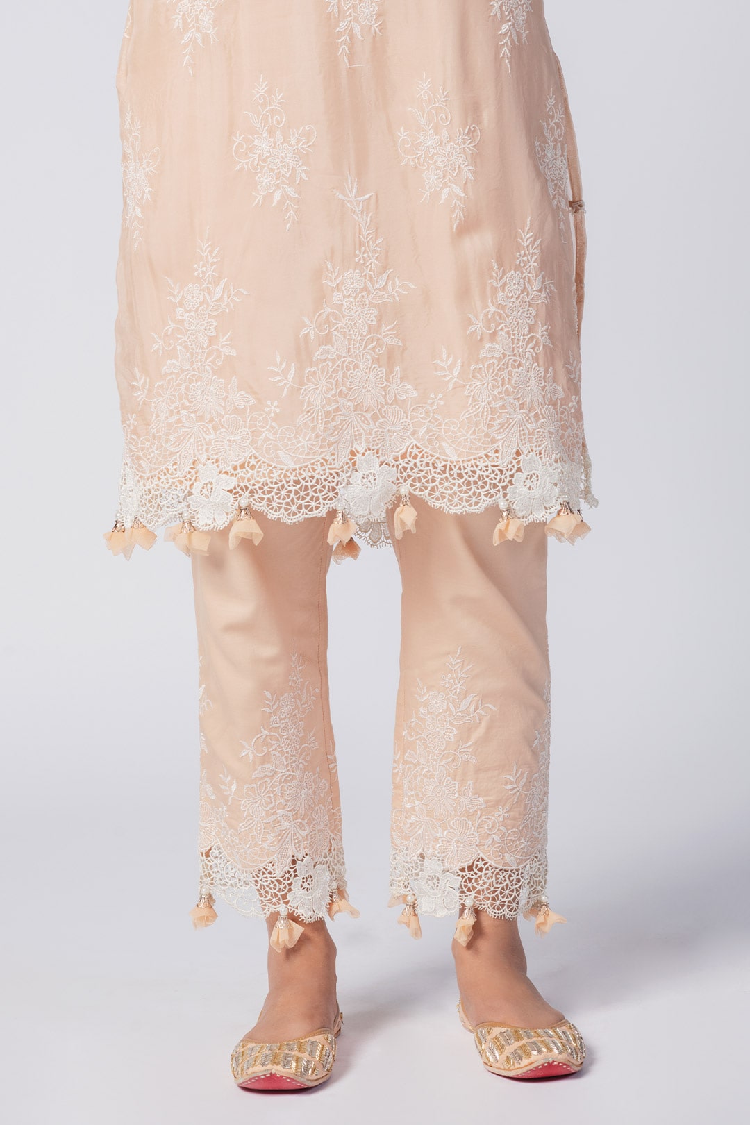 Eden Tencel Luxe Organza Beige Kurta Set