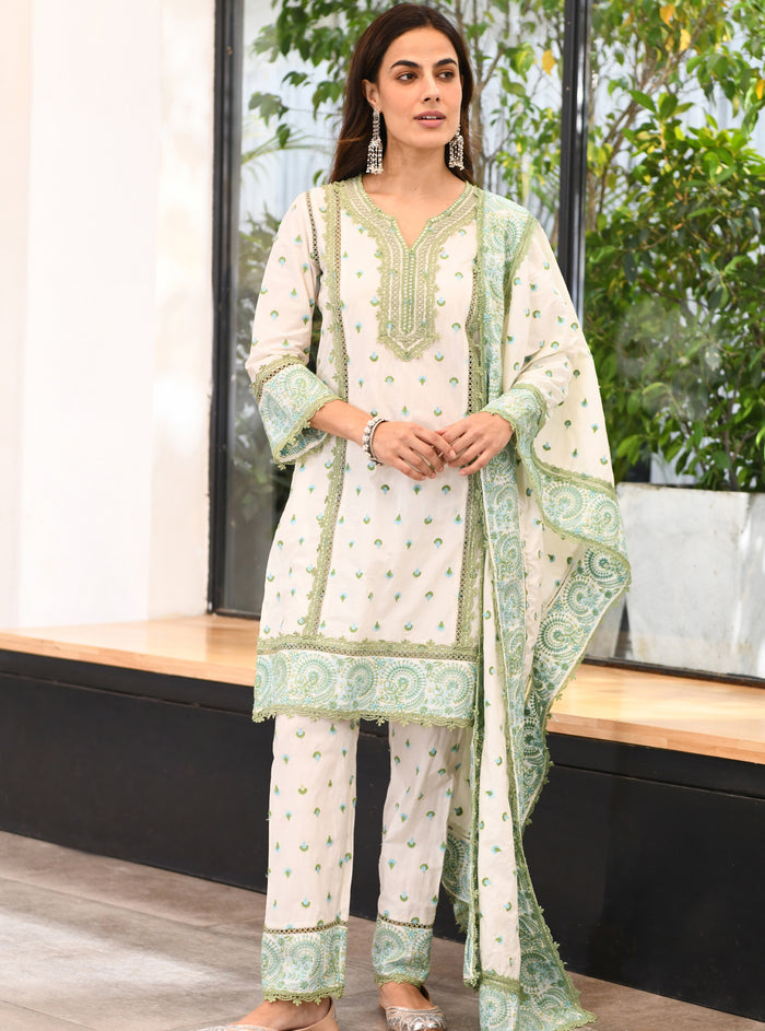 Mulmul Supima Cotton Elsie Kurta Off White