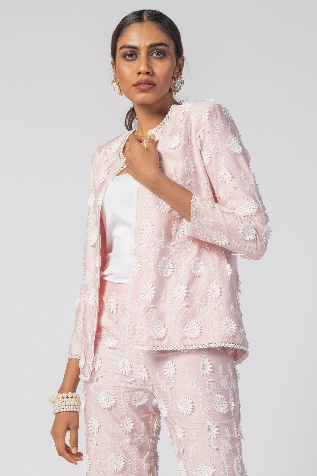 Ettie Supima Cotton Pink Jacket With Ettie Pant