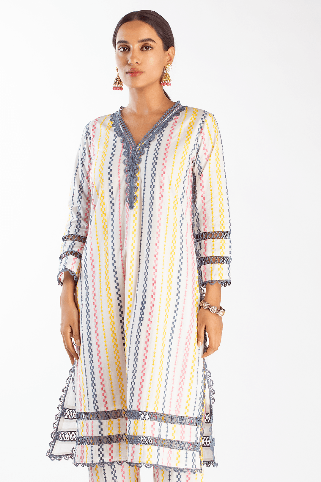 Mulmul Supima Cotton Eva White Kurta