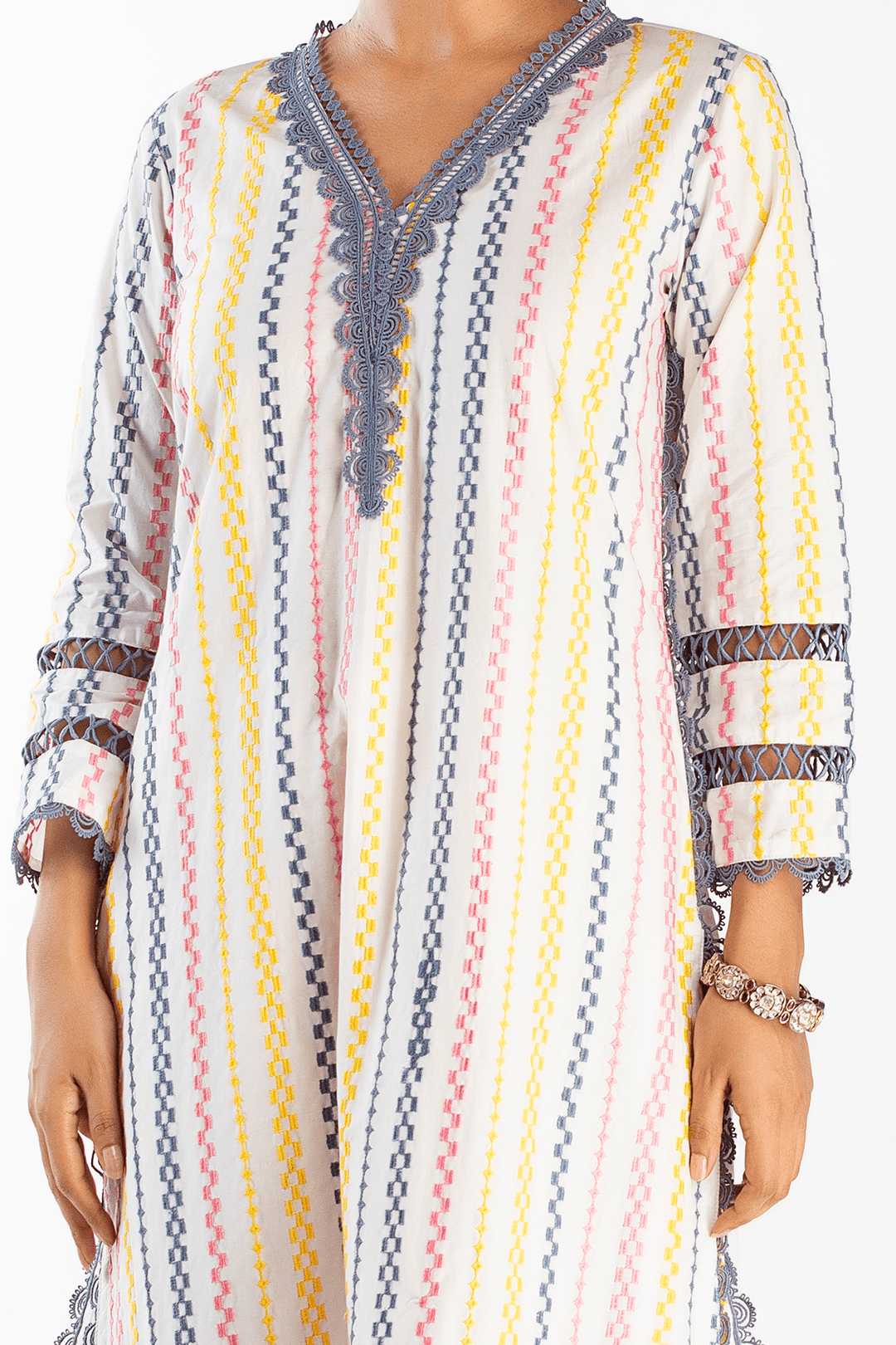 Mulmul Supima Cotton Eva White Kurta