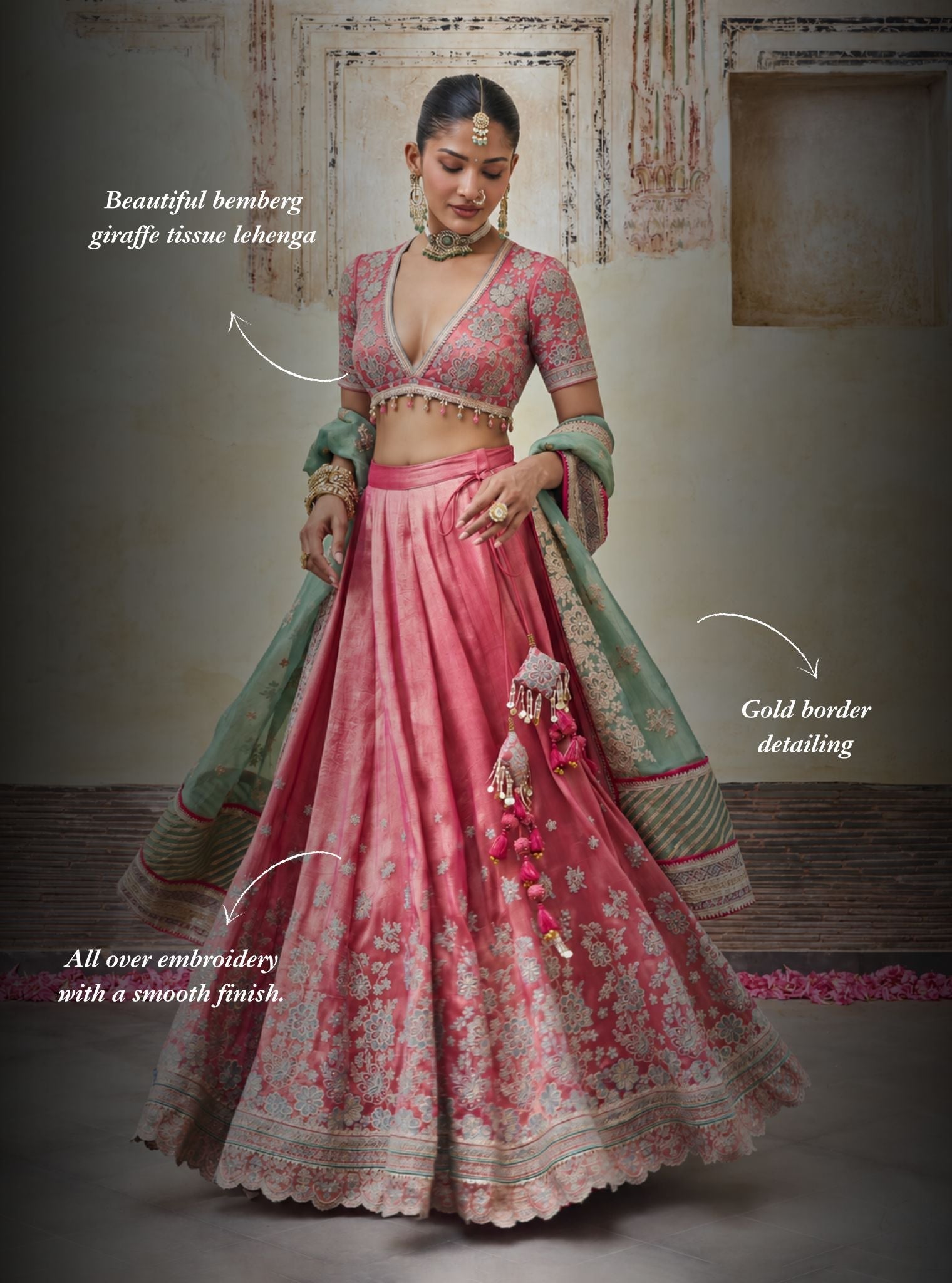 Saawri Bemberg Giraffe Fuchsia Lehenga