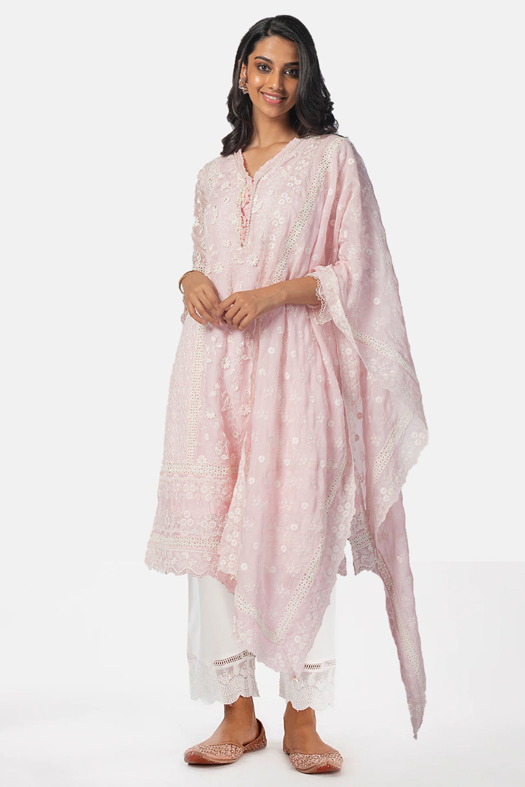Fiona Tencel Luxe Organza Pink Kurta Set