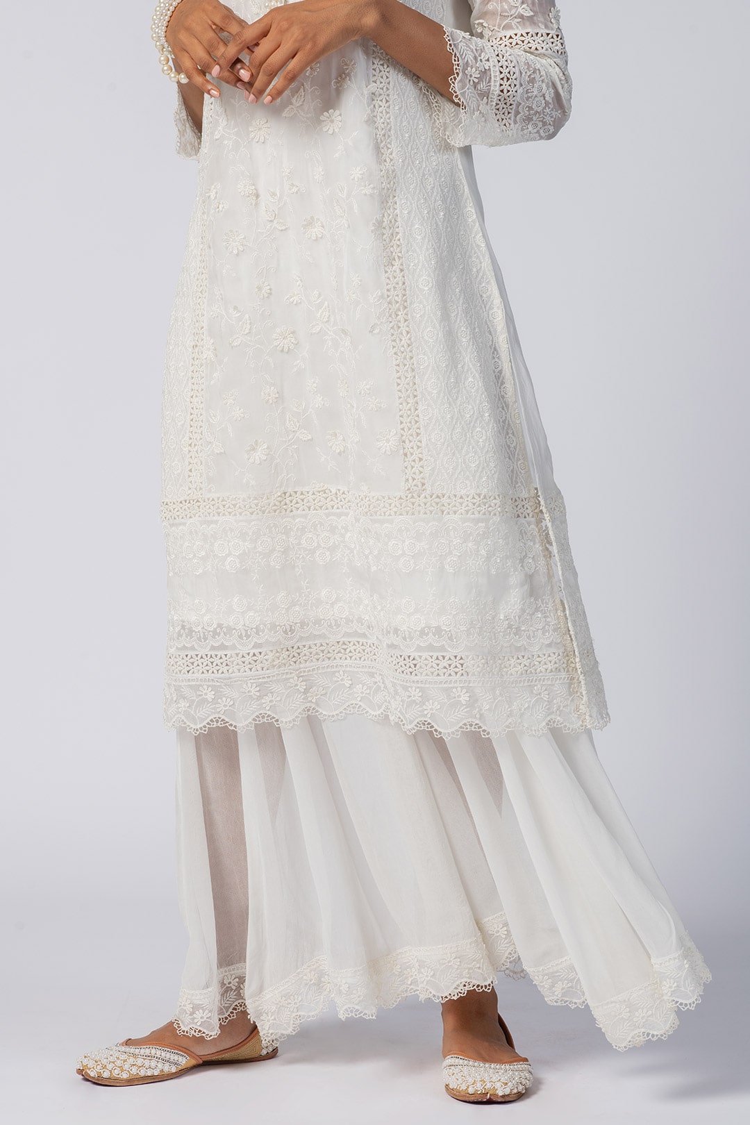 Mulmul Organza Fiona Off White Sharara