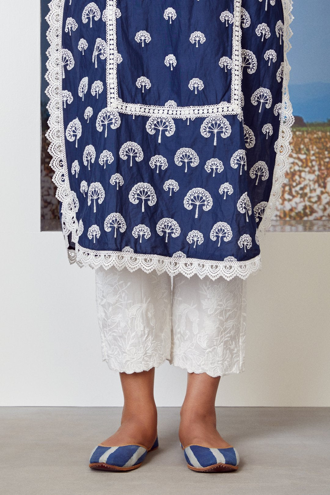 Snowdrop Supima Cotton Navy Blue Kurta Set