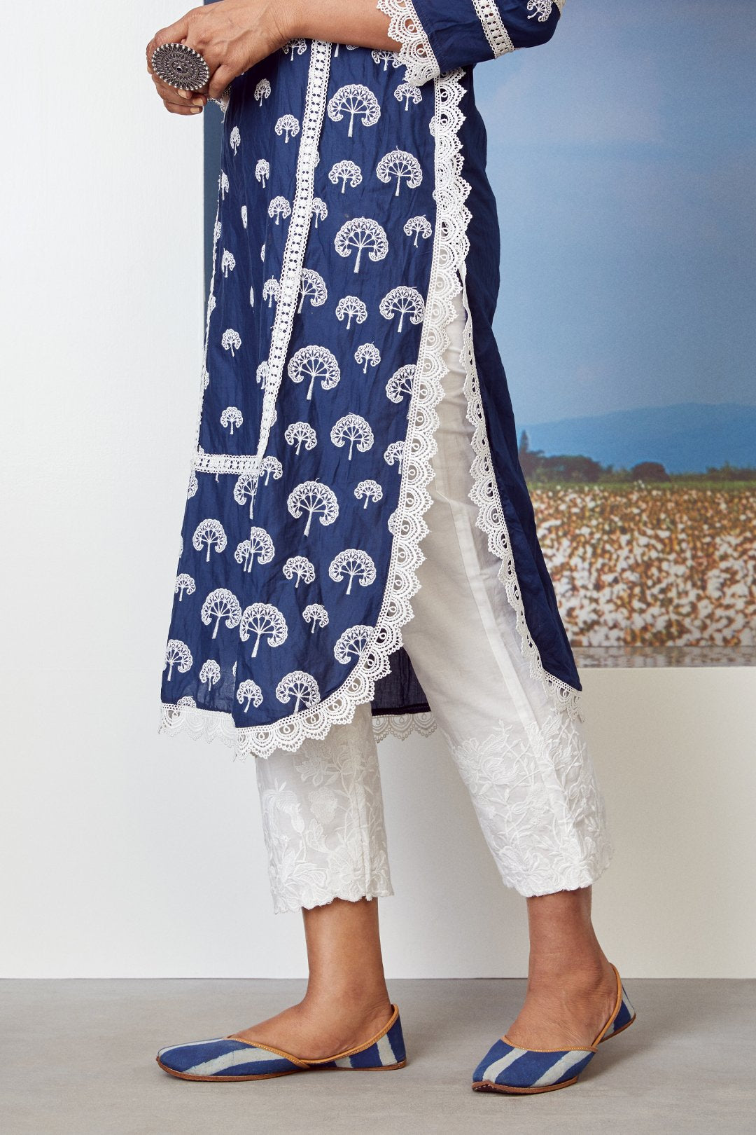 Snowdrop Supima Cotton Navy Blue Kurta Set