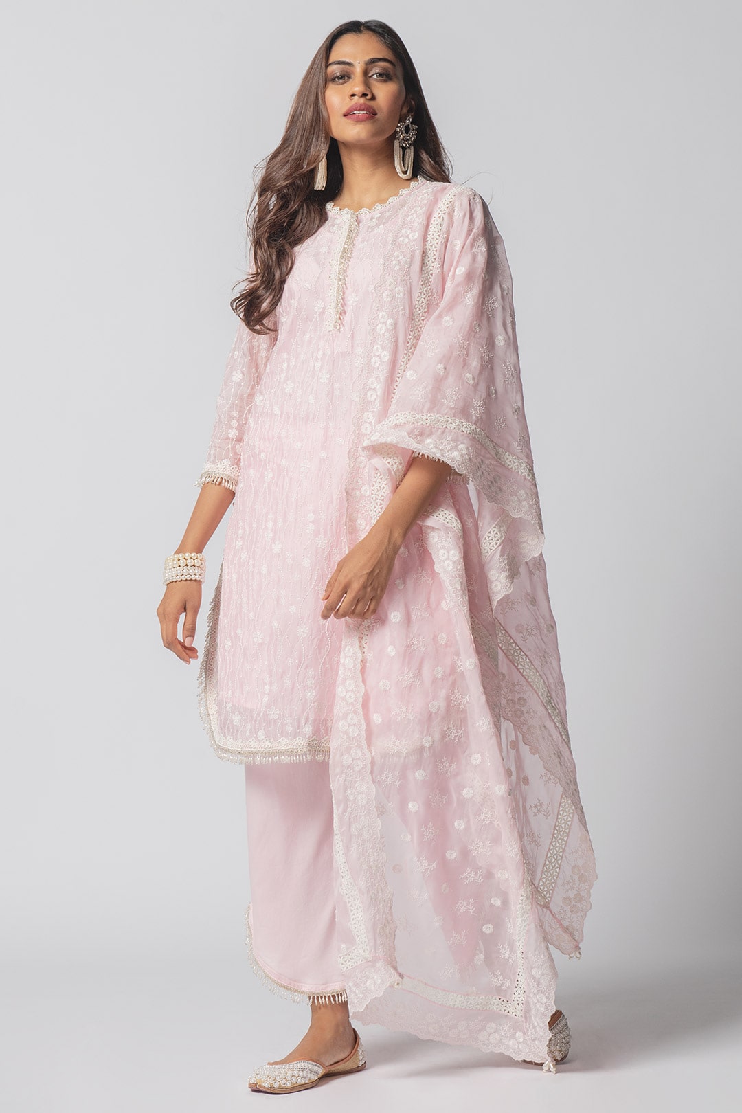 Mulmul Tencel Luxe Organza Liana Pink Dupatta