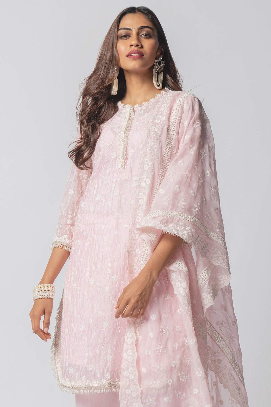 Mulmul Tencel Luxe Organza Liana Pink Dupatta