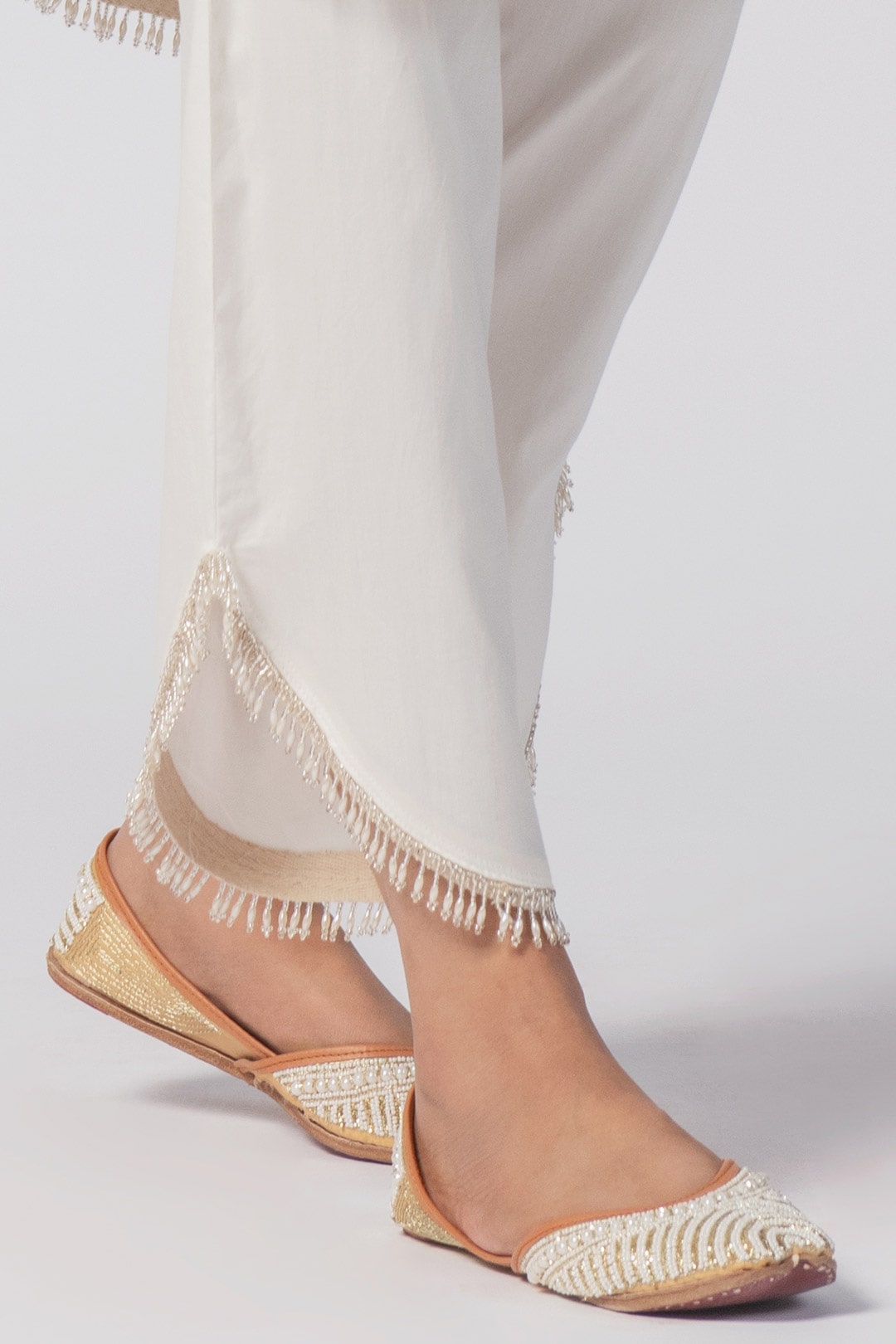 Mulmul Organza Freya Off White Round Hem Pant