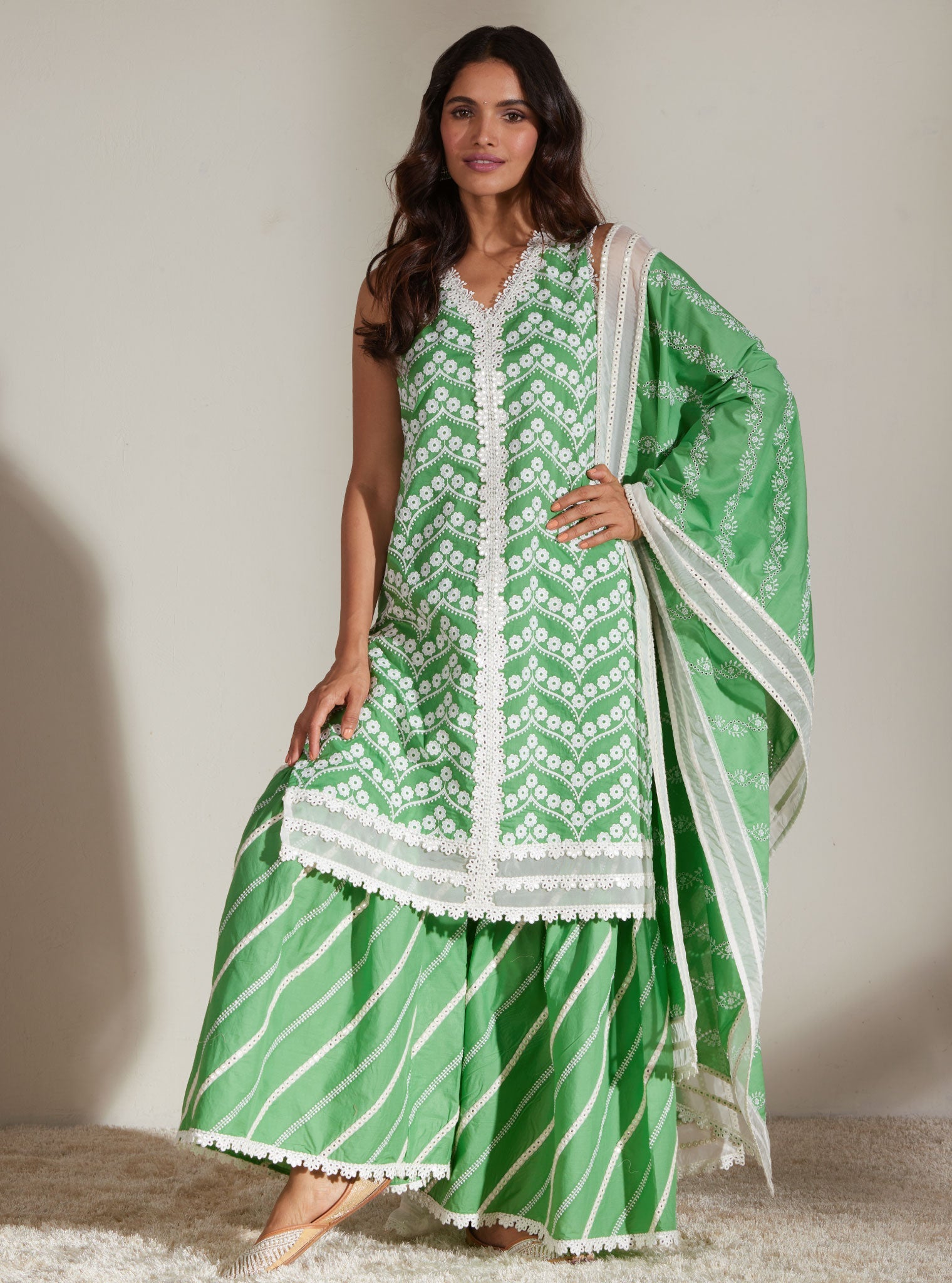 Mulmul Supima Cotton Shiloh Green Dupatta