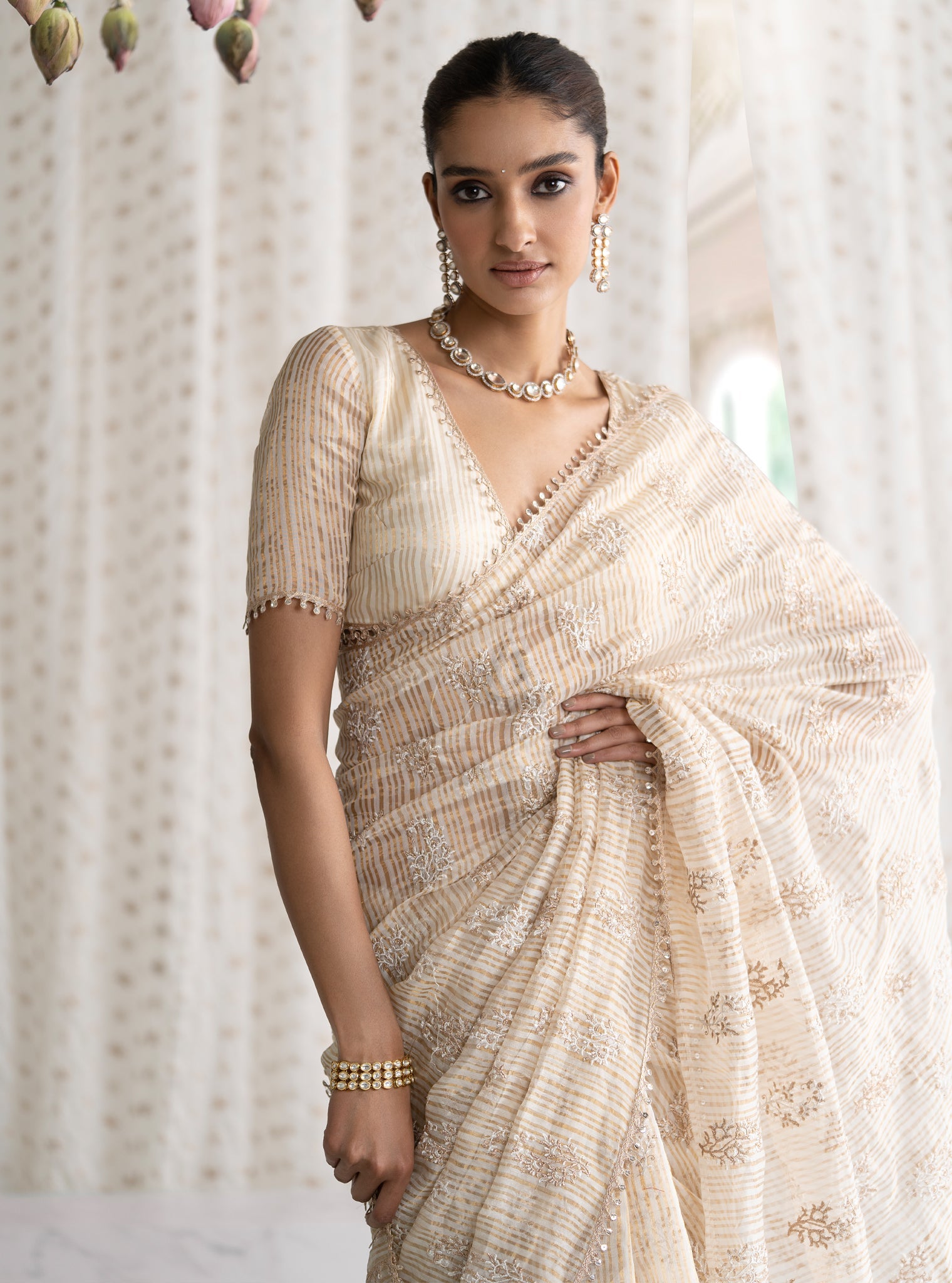 Gulbahar Banarsi Off White Saree