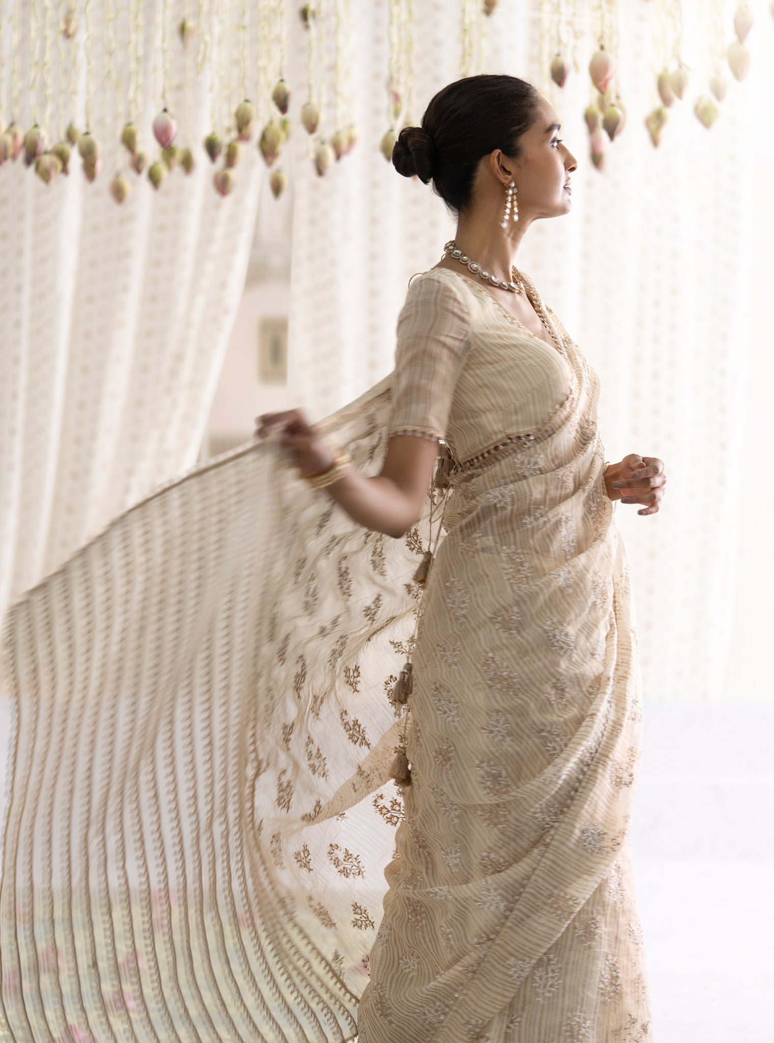 Gulbahar Banarsi Off White Saree