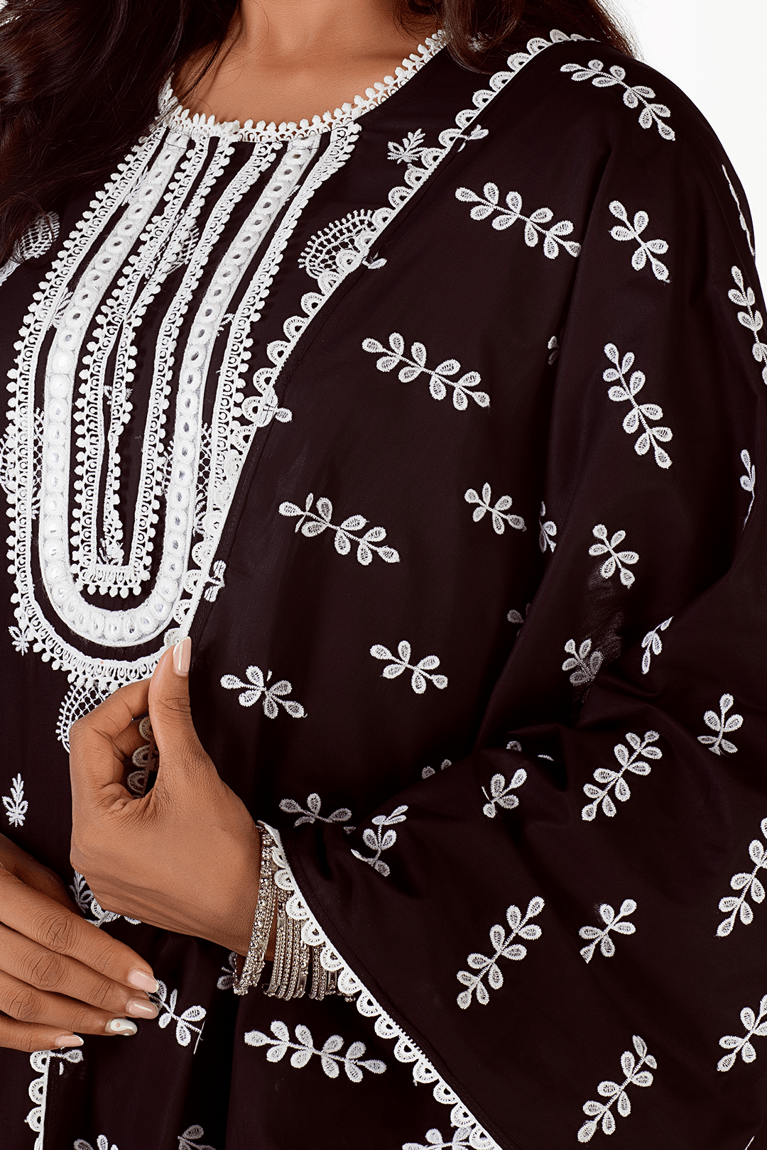 Mulmul Supima Cotton Paige Black Dupatta