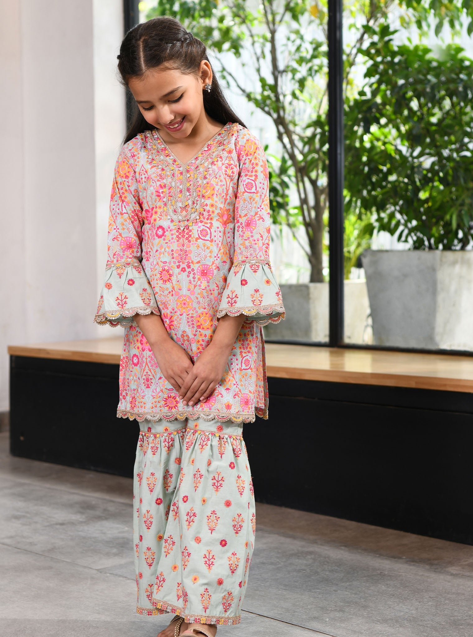 Mulmul Green Supima Cotton Grace Kurta