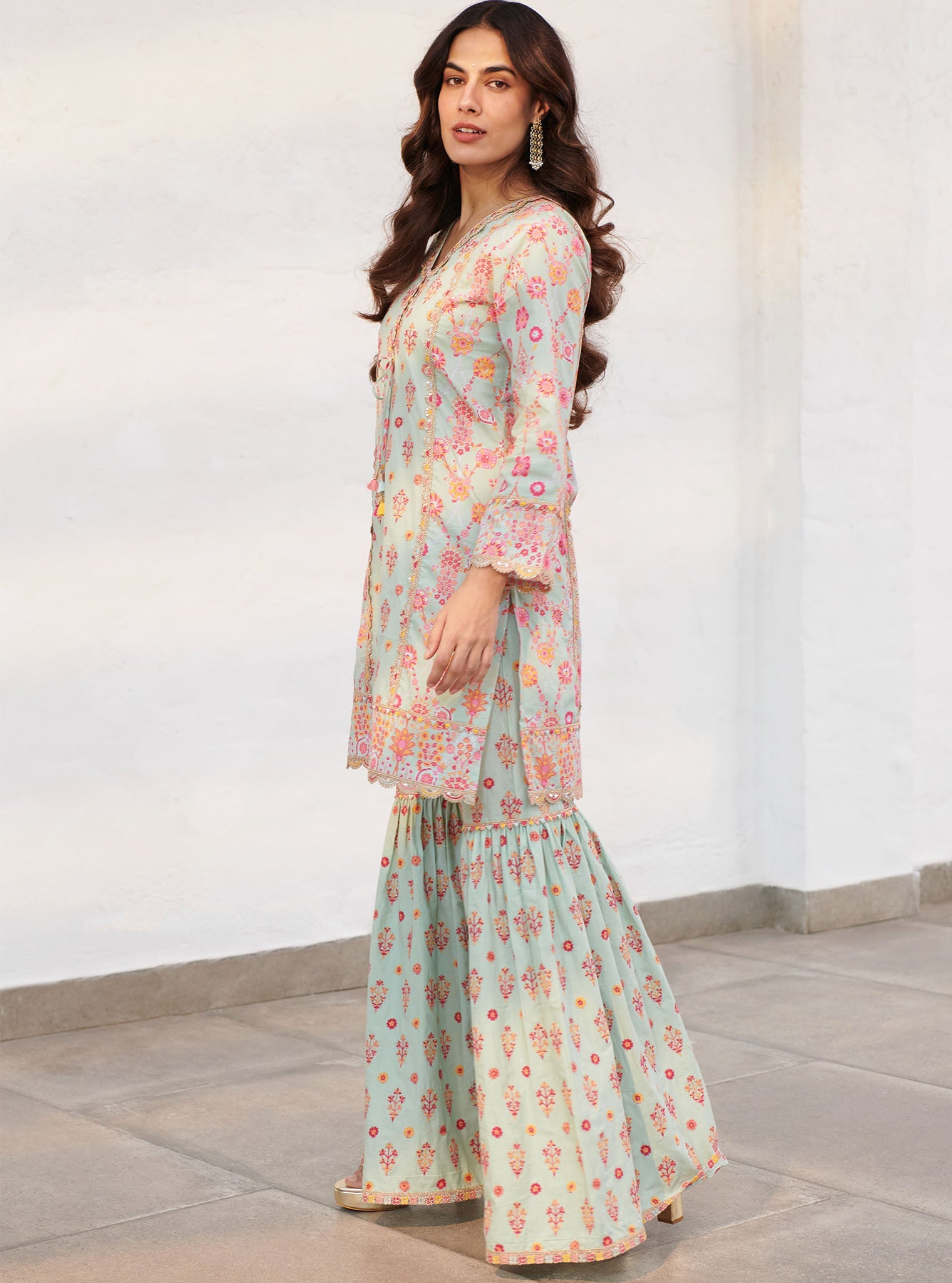 Mulmul Supima Cotton Harper Green Sharara