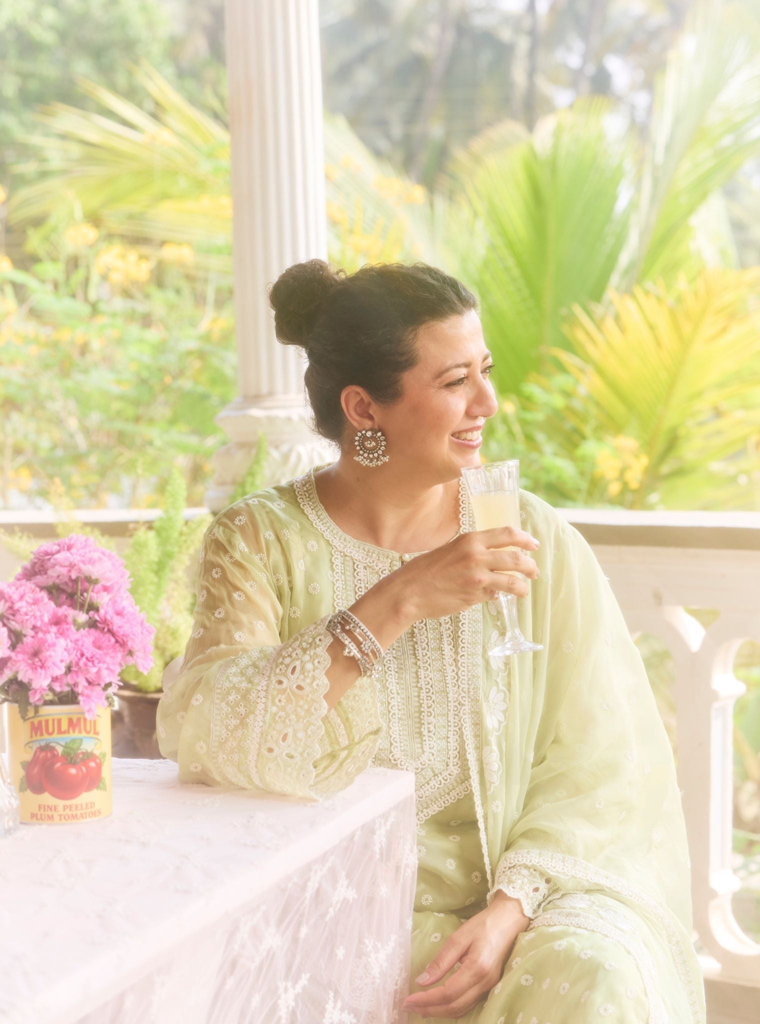 Hena Organza Green Anarkali Set