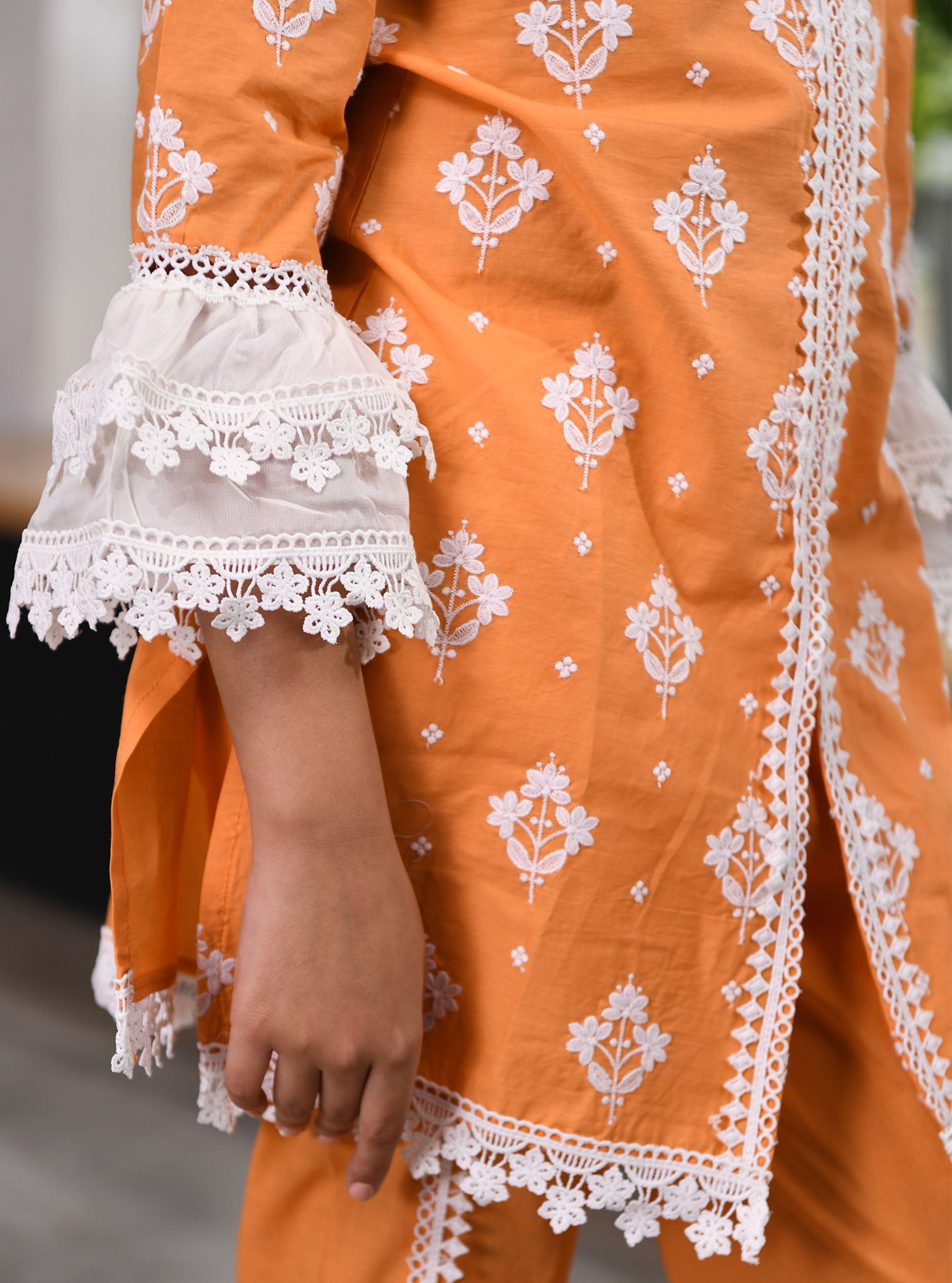 Mulmul Orange Supima Cotton Hope Kurta