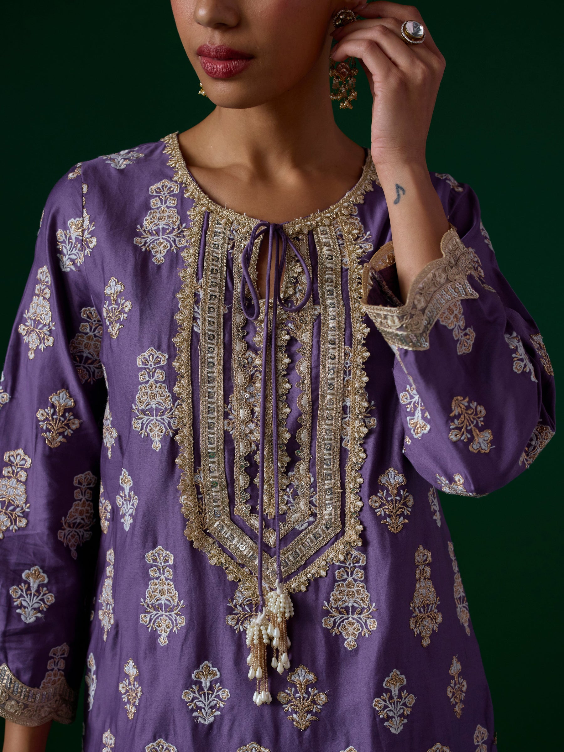 Intira Pima Satin Voilet Kurta Set