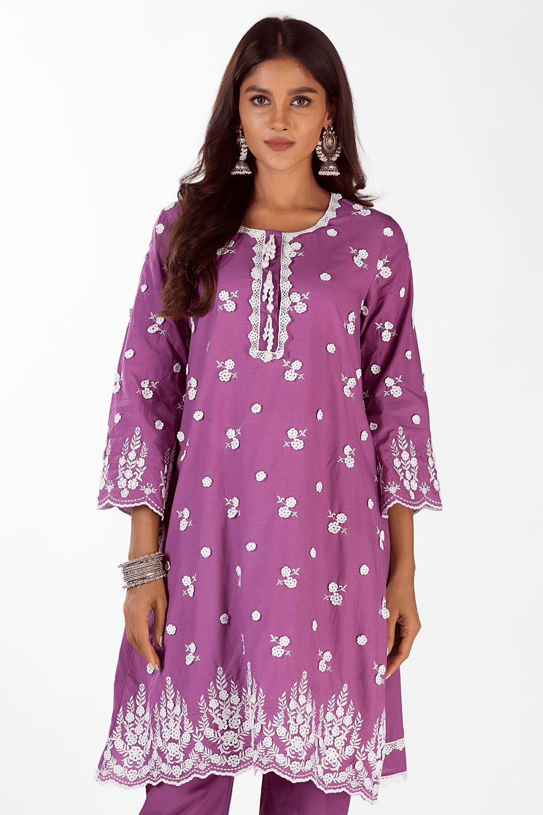 Mulmul Supima Cotton Jade Purple Kurta