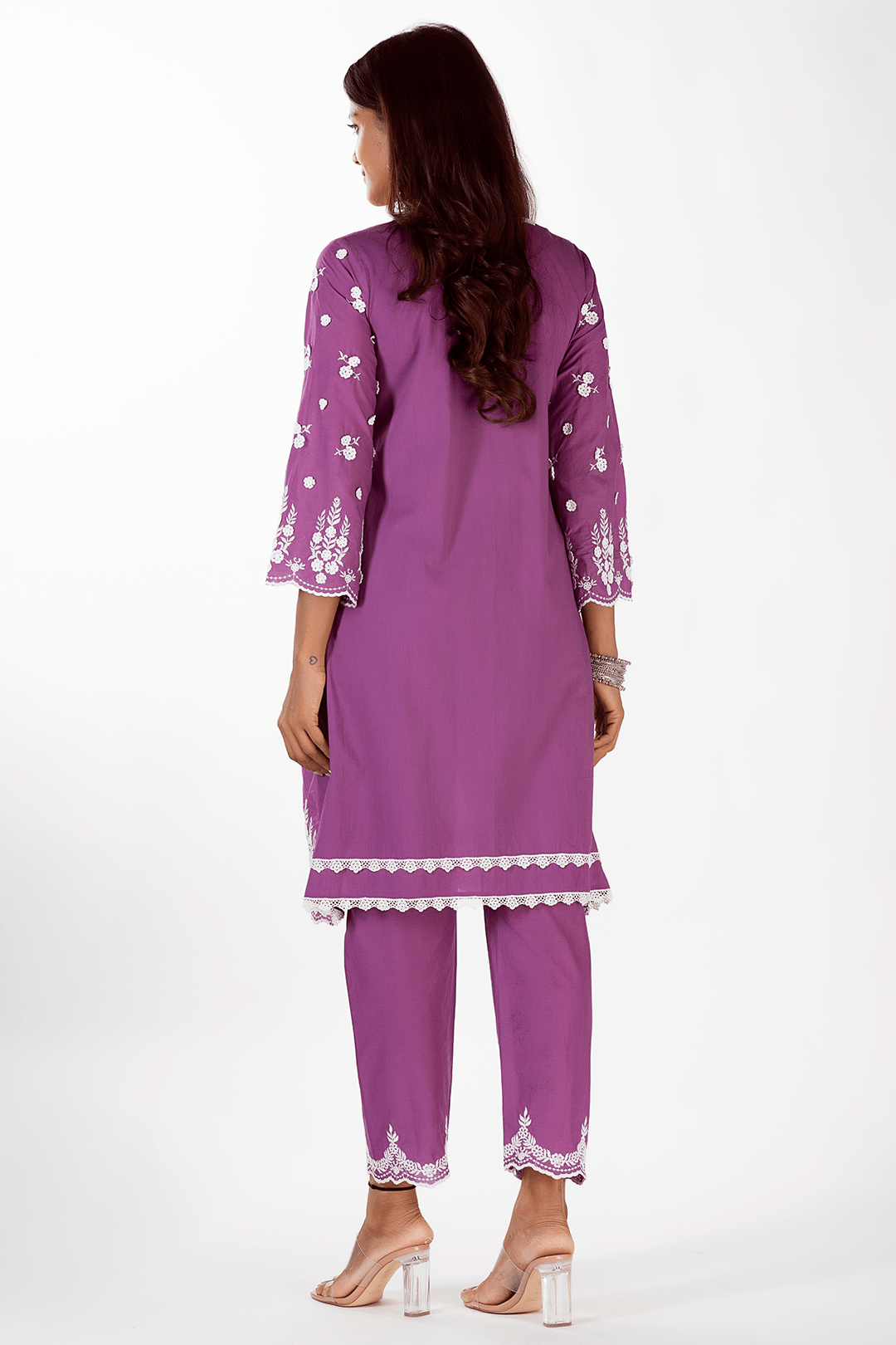 Mulmul Supima Cotton Jade Purple Kurta