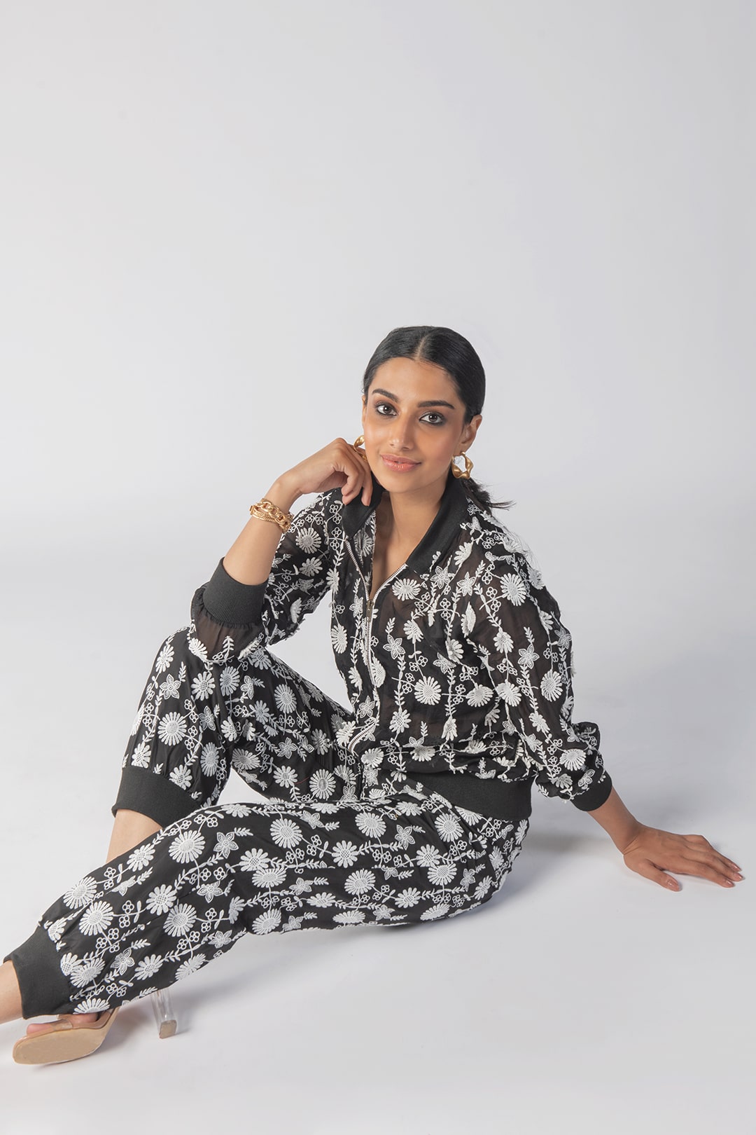 Mulmul Organza Juniper Black Pant