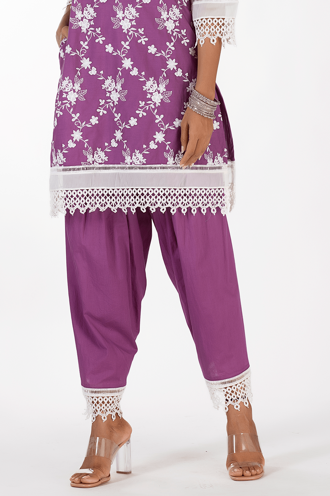 Mulmul Supima Cotton Kai Purple Kurta