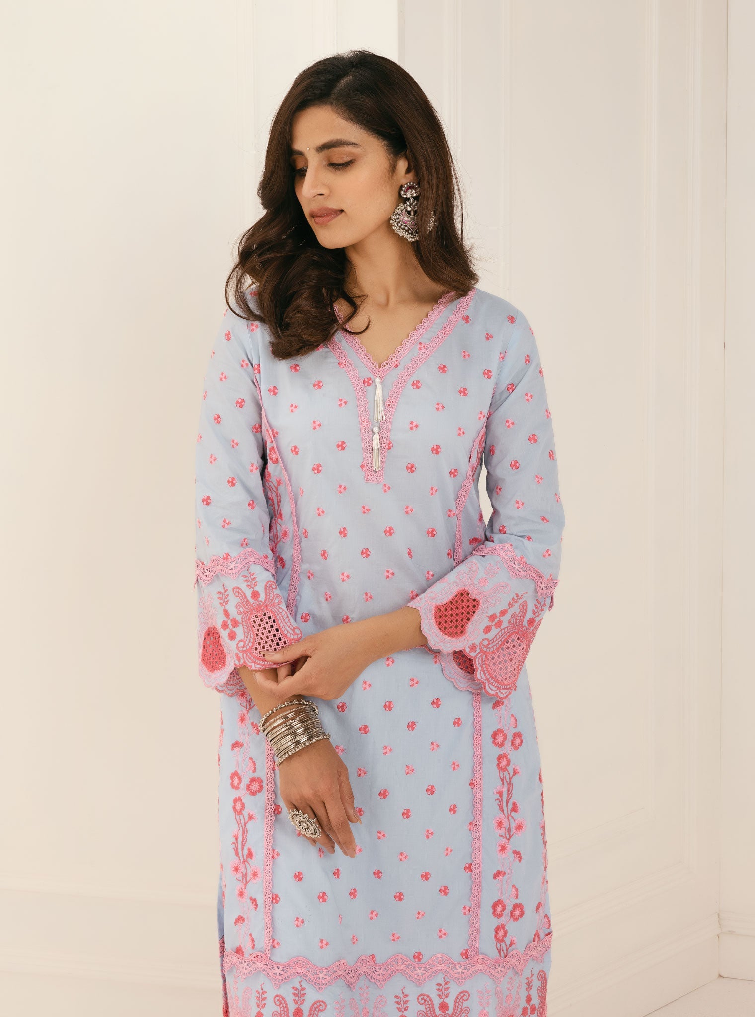 Mulmul Supima Cotton Kalsi Blue Kurta