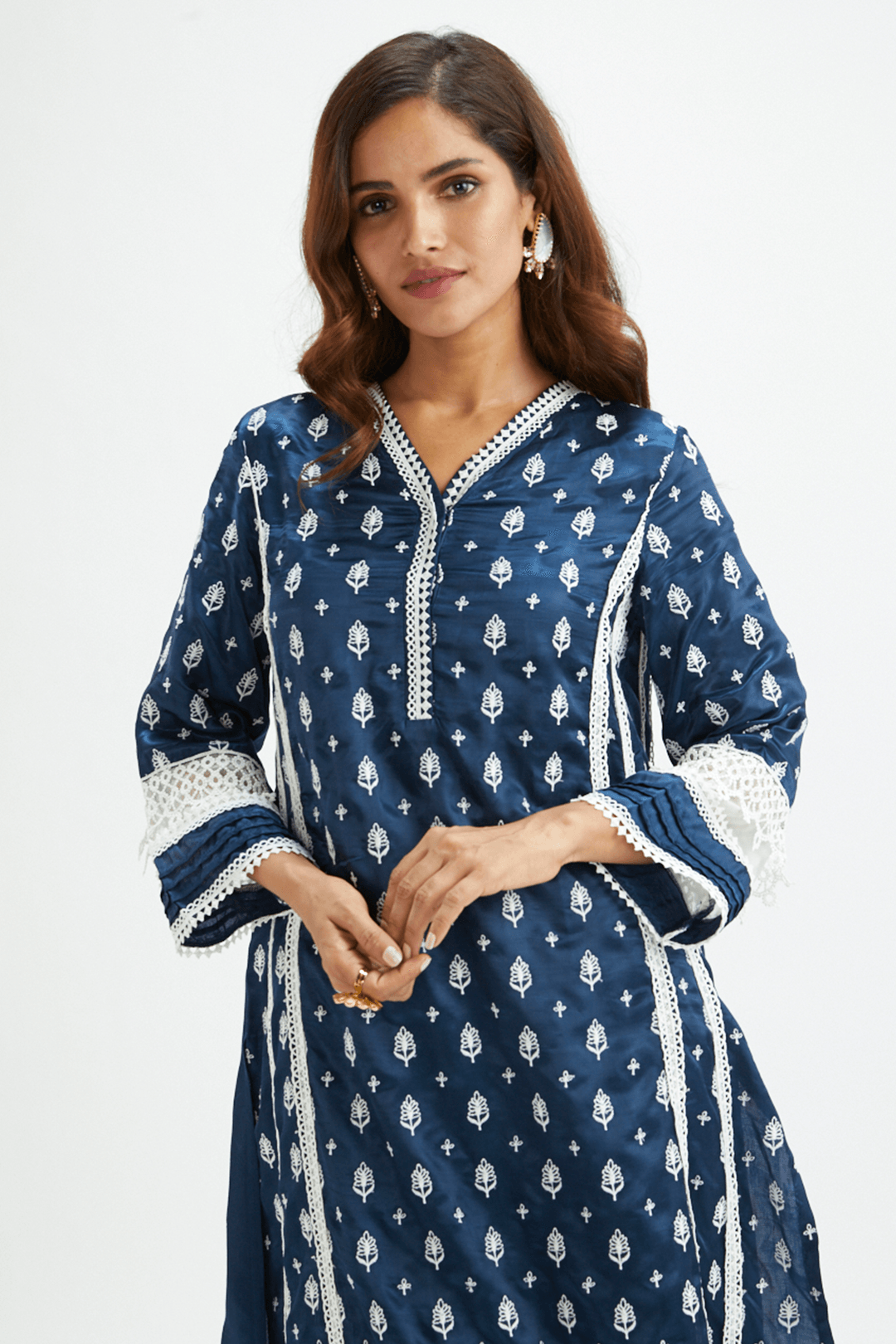 Mulmul Supima Cotton Lake Shore Navy Kurta