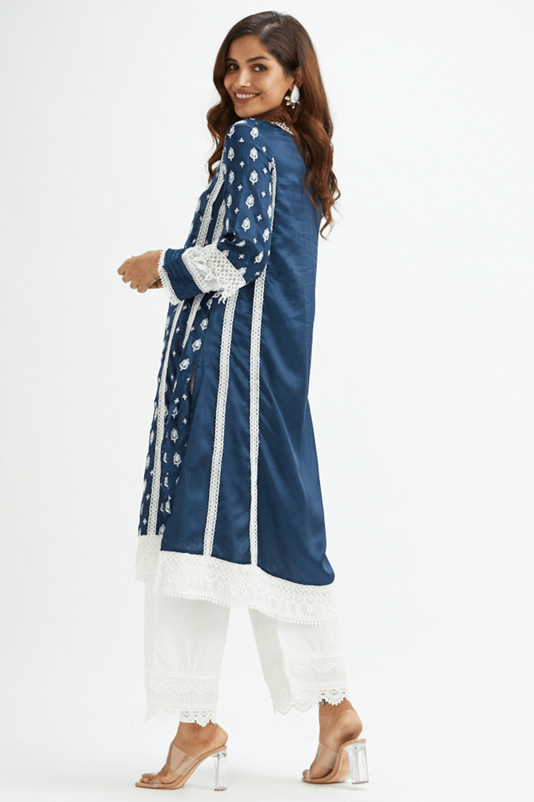 Mulmul Supima Cotton Lake Shore Navy Kurta