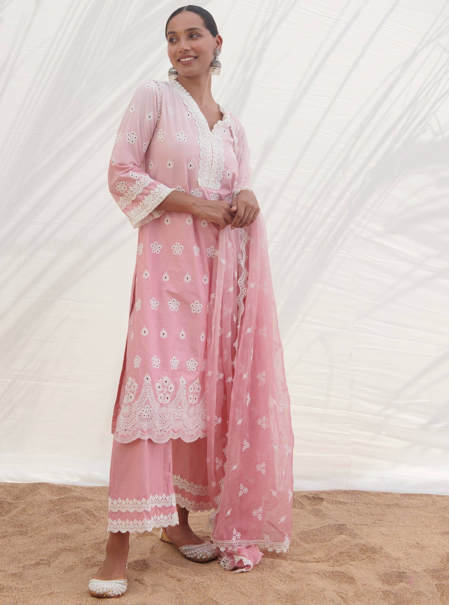 Mulmul Supima Cotton Mayem Pink Dupatta