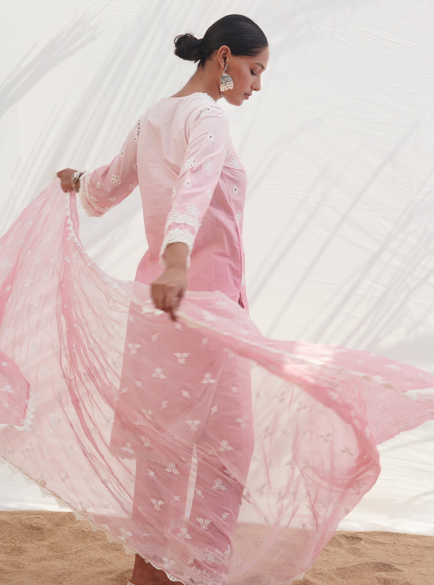 Mulmul Supima Cotton Mayem Pink Dupatta