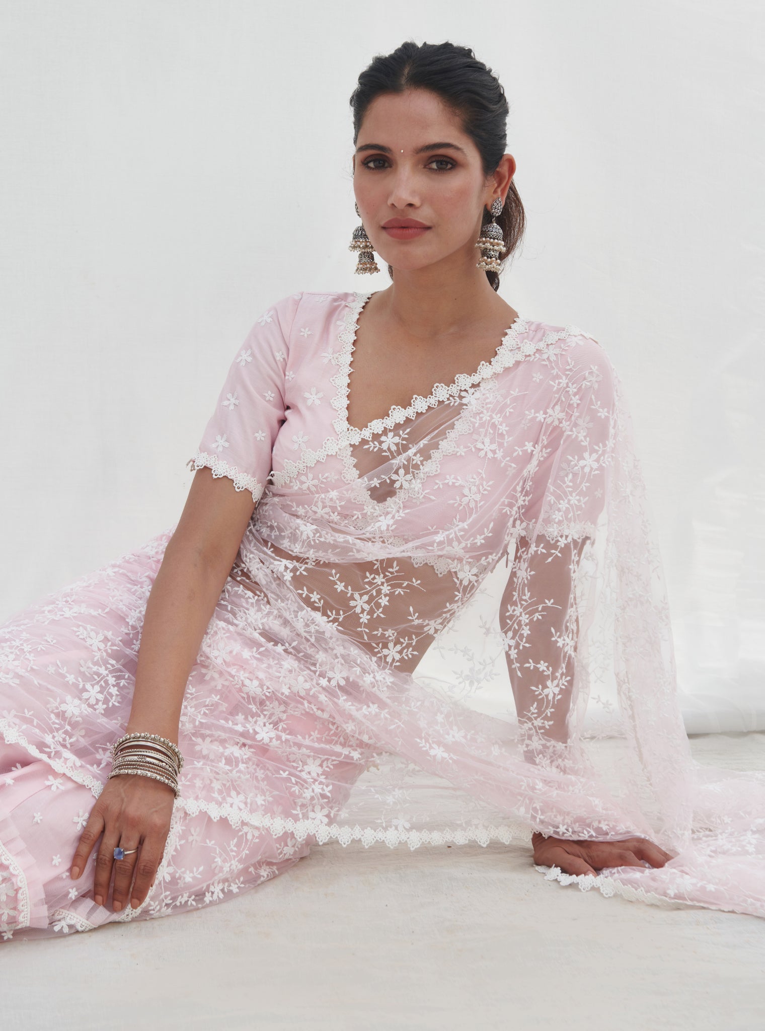 Mayna Net Pink Saree