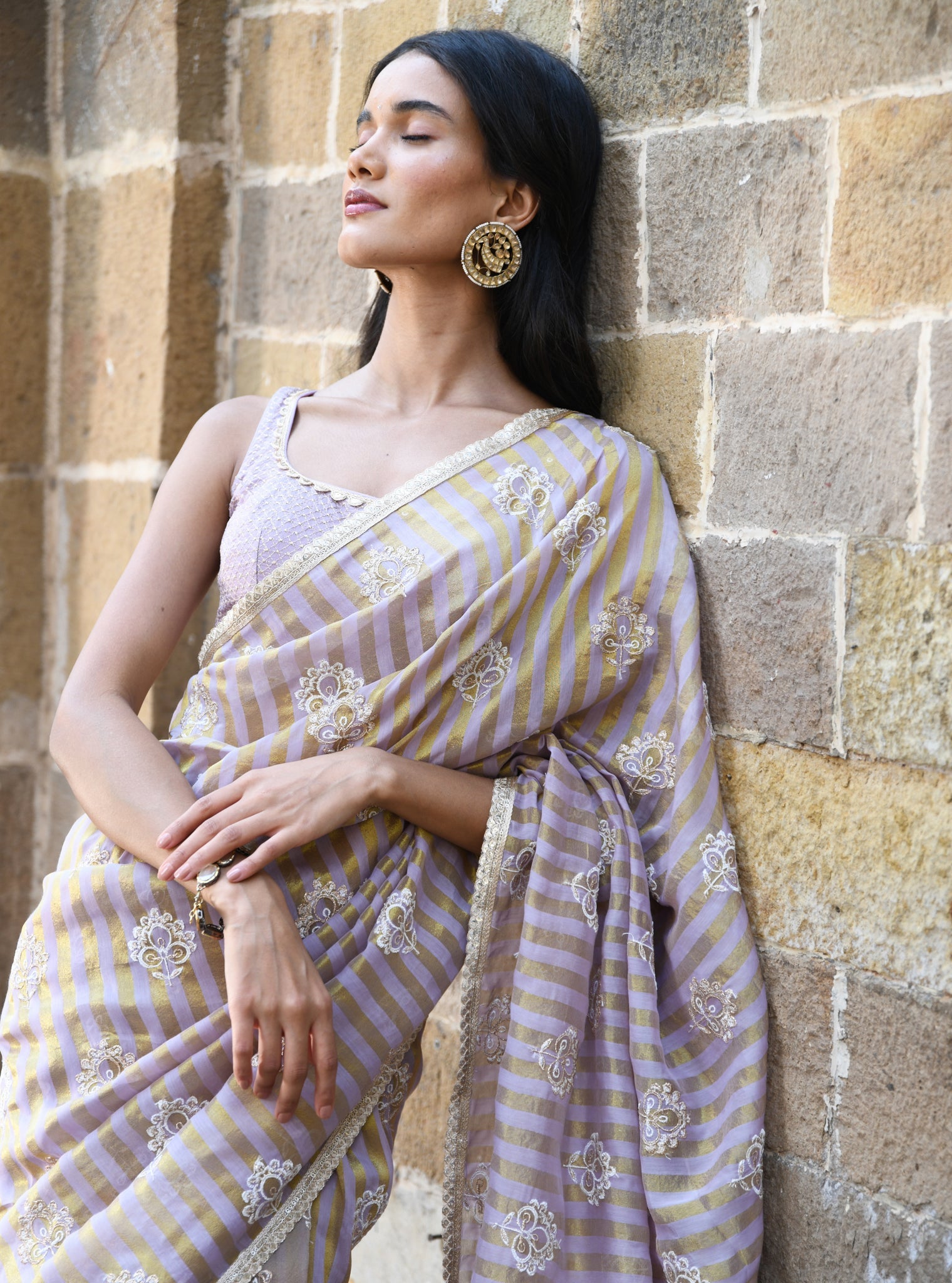 Mulmul Banarsi Luxe Tissue Mangni Lavender Saree