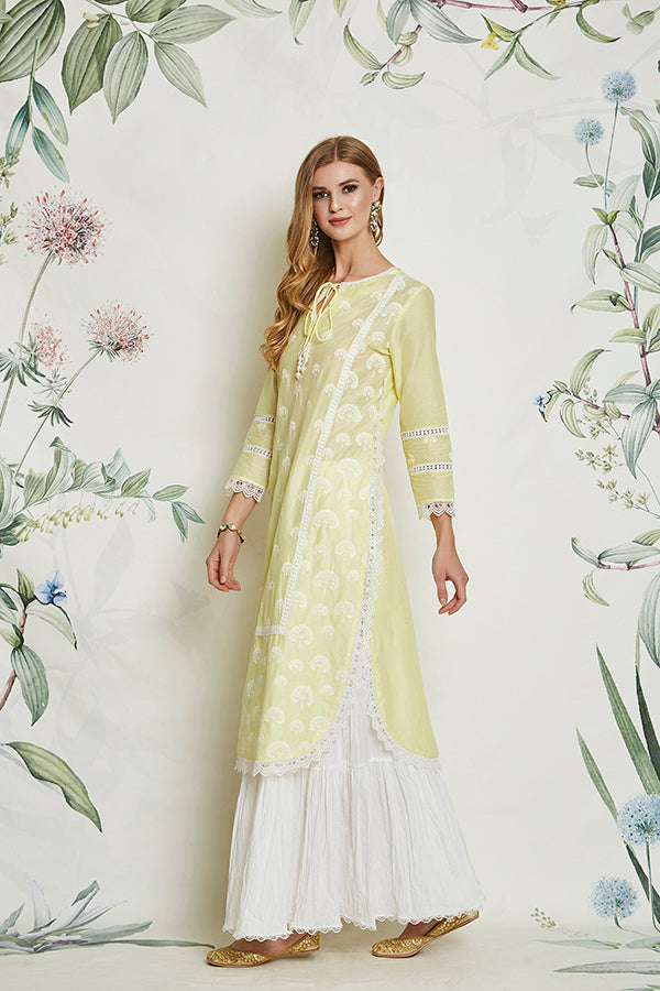 Snowdrop Yellow Kurta with Garara Set