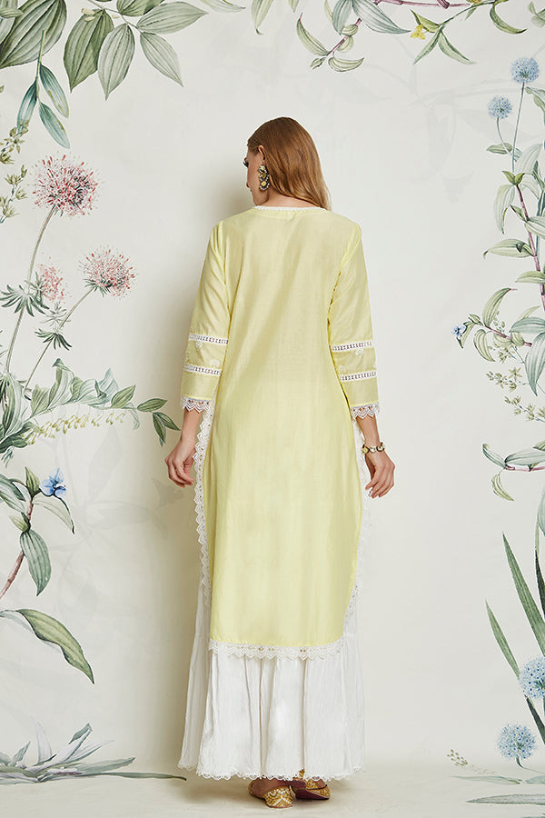 Snowdrop Yellow Kurta with Garara Set