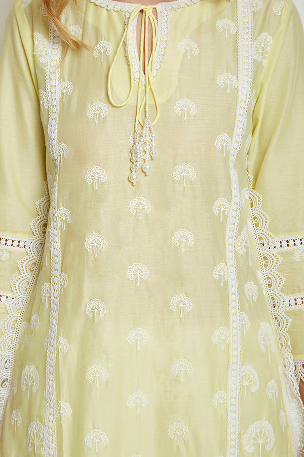 Snowdrop Yellow Kurta with Garara Set
