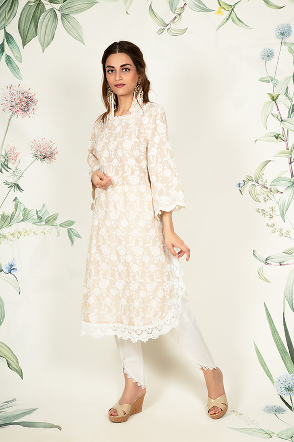 Rosebud Kurta Beige