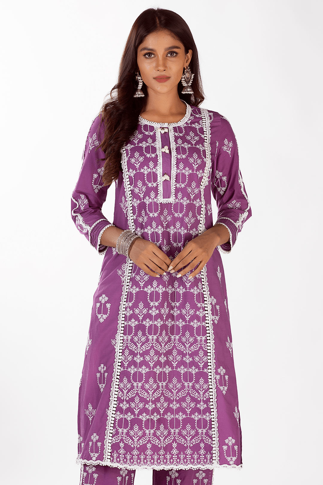 Mulmul Supima Cotton Mae Purple Kurta