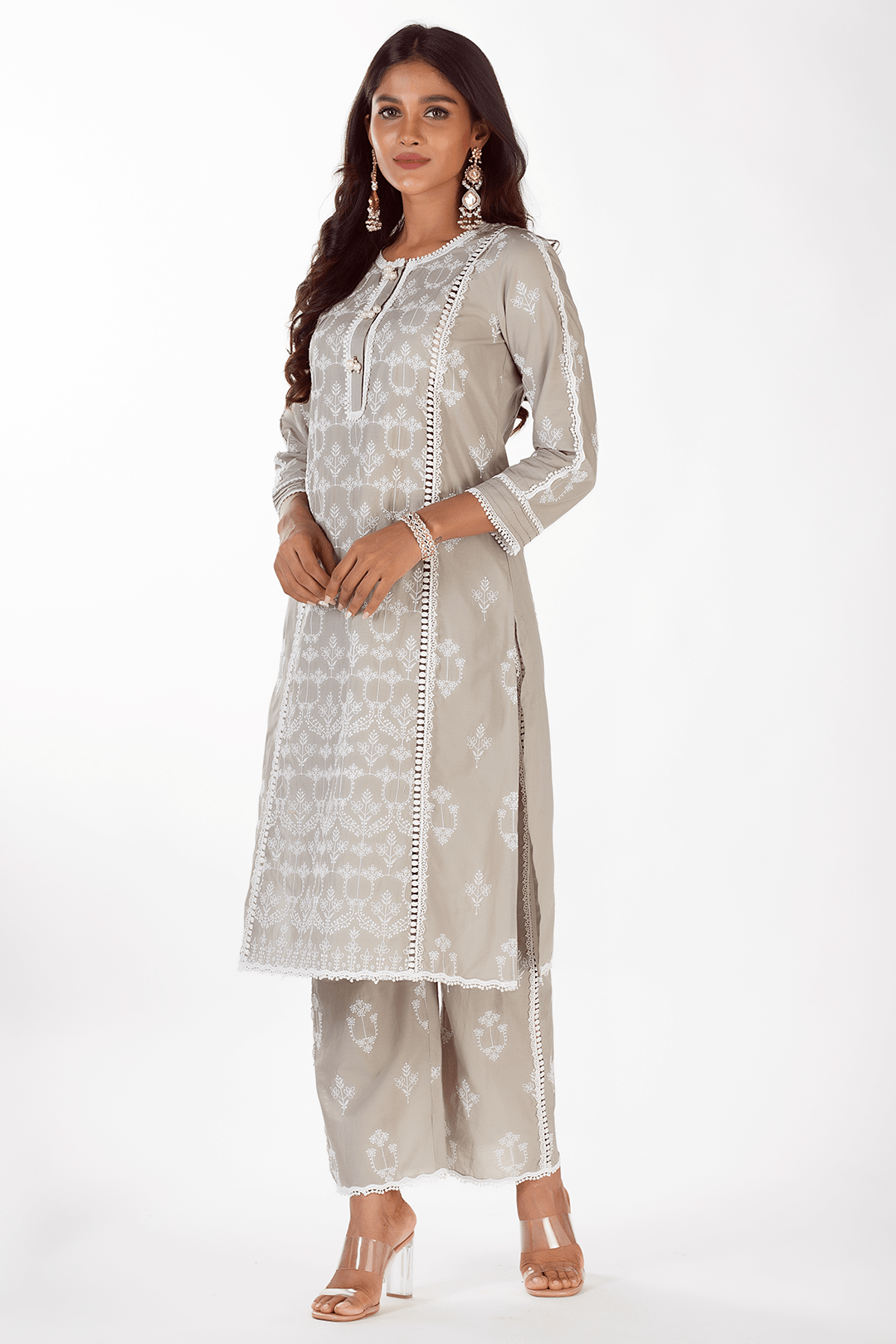 Mulmul Supima Cotton Mae Grey Kurta