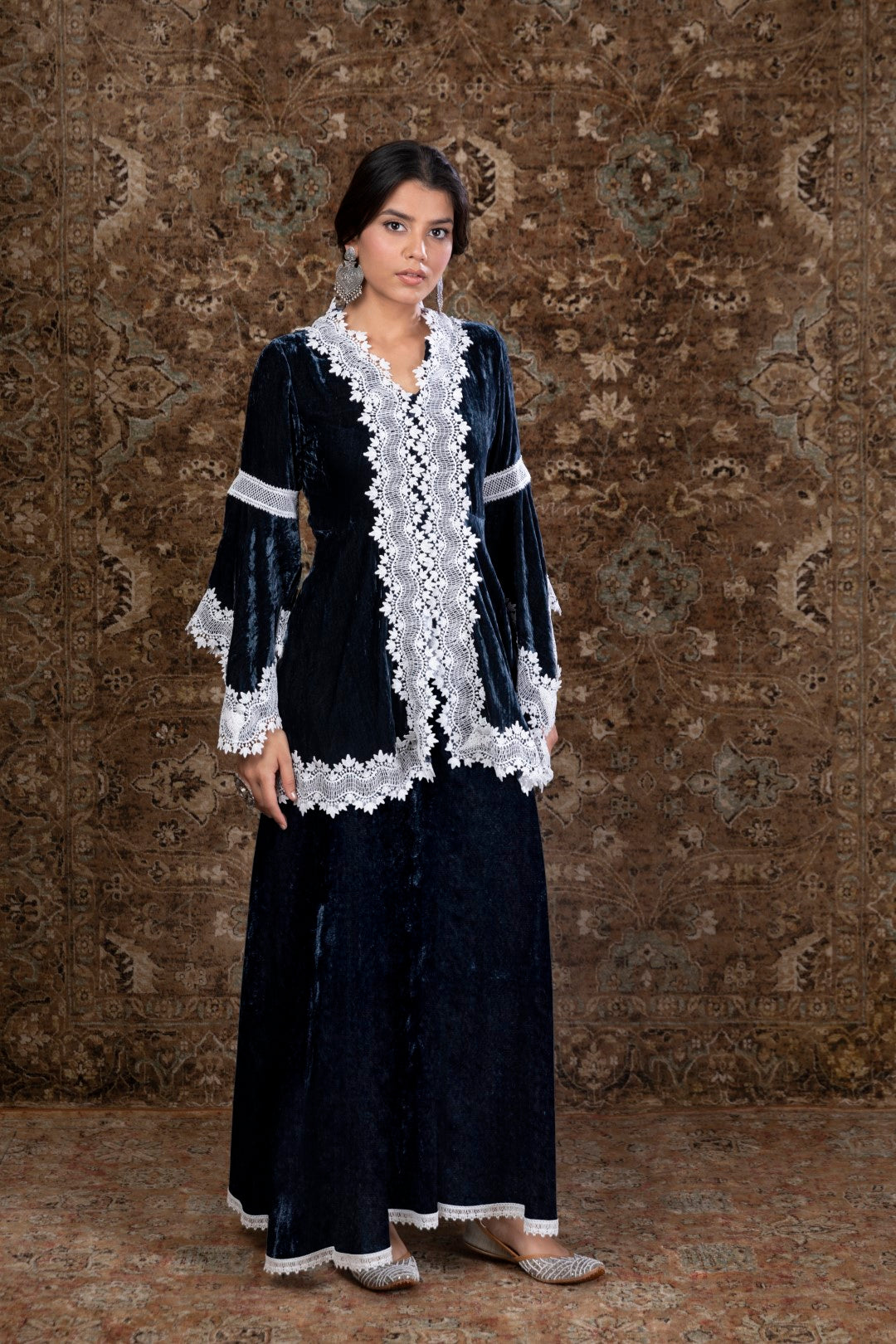 Makhmal Pine Kurta with Sharara